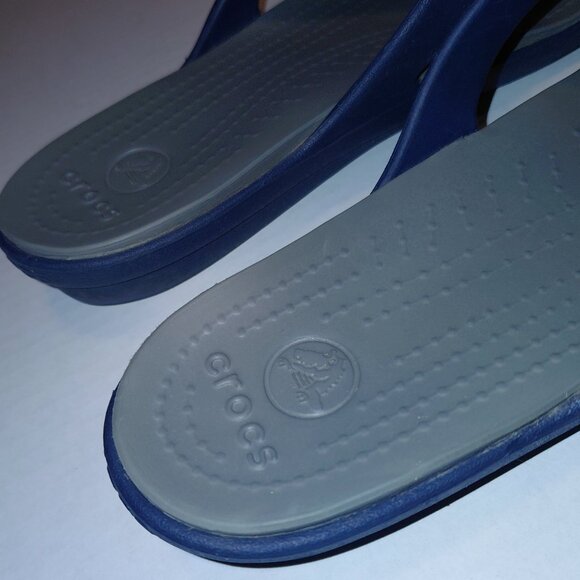 Crocs Sanrah Beveled Circle Slide Sandal Women's Size 10 Navy Blue/Silver - Picture 5 of 13